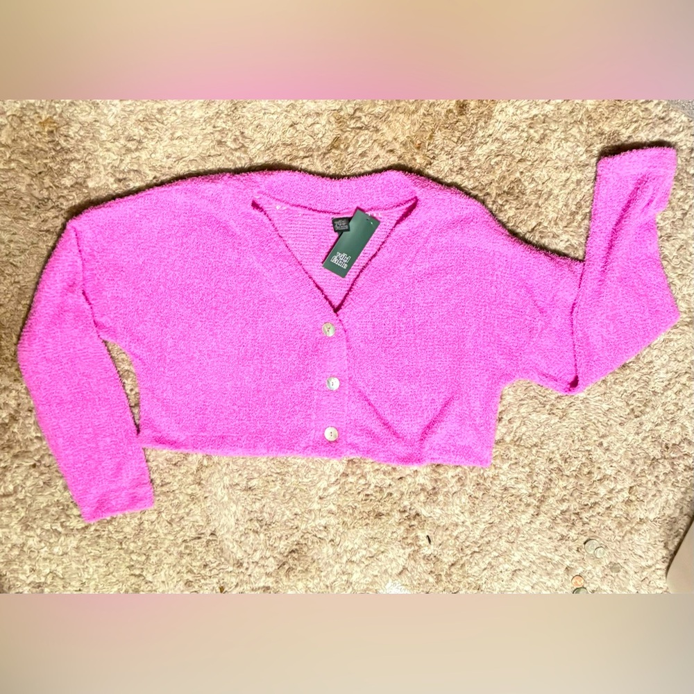Sweater button down, short waist. Ladies size  L.  Target brand; Wild Fable